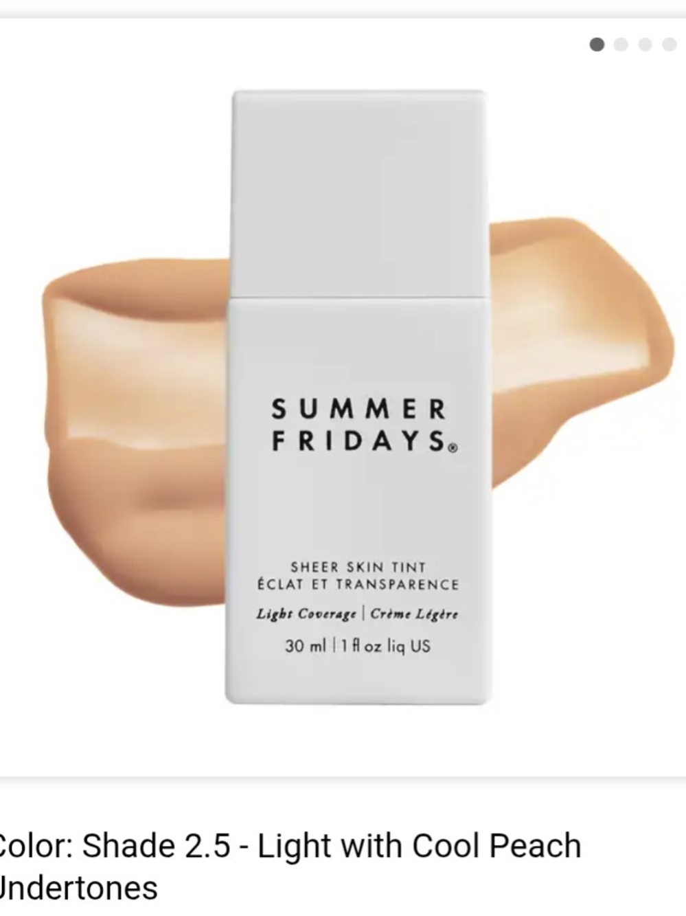 Summer Fridays Sheer Skin Tint - Cool Peach Light Shade